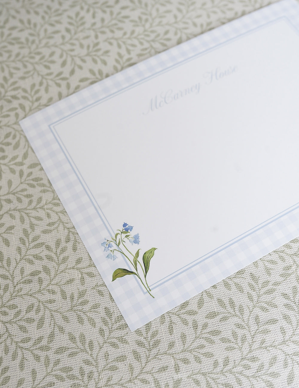 Notecard Bluebell Blue Gingham